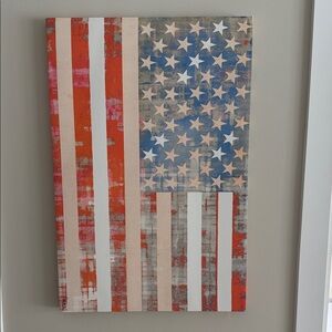 Patriotic Abstract American Flag Wall Art - Red, White & Blue
